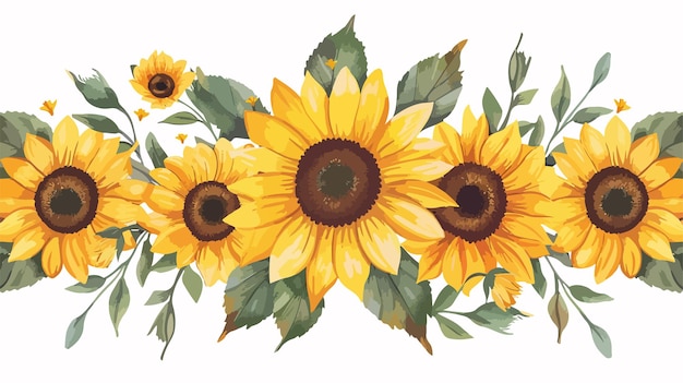 sunflowers are painted in a watercolor style