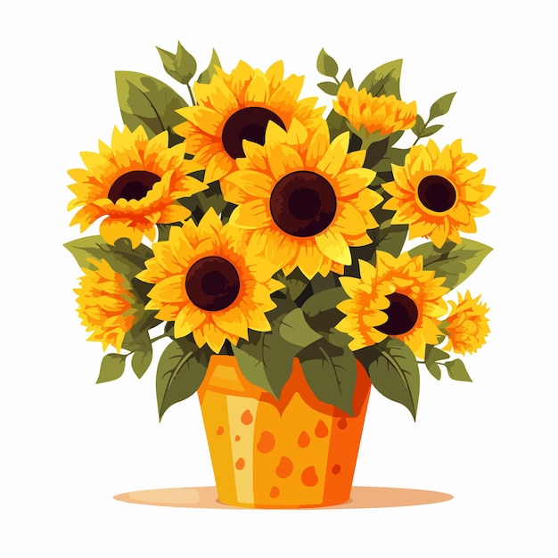 Vector sunflowers in bucket fresh cut field flowers