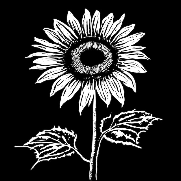 sunflowers silhouette hand drawn illustration