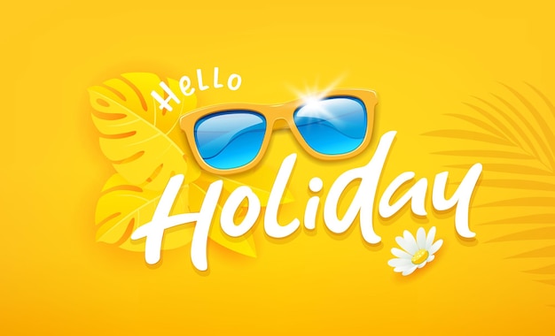 Sunglasses with yellow leave holiday design background Eps 10 vector illustration