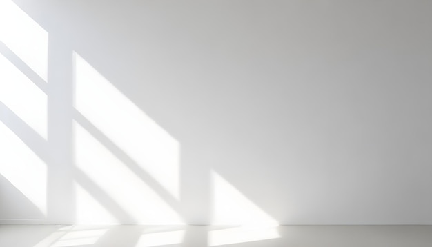 Sunlight streaming through a window in an empty white room