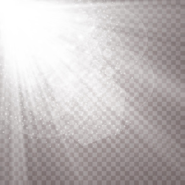 Sunlight on a transparent background Glow light effects Star flashed sequins Sun glare on transparent background the lens sparkles Vector transparent sunlight special lens flare light effect