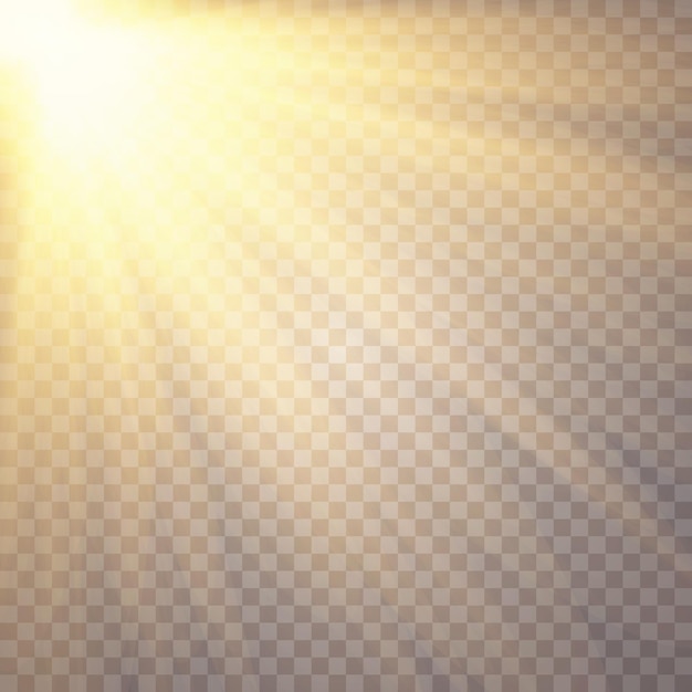 Sunlight on a transparent background Glow light effects Star flashed sequins Sun glare on transparent background the lens sparkles Vector transparent sunlight special lens flare light effect