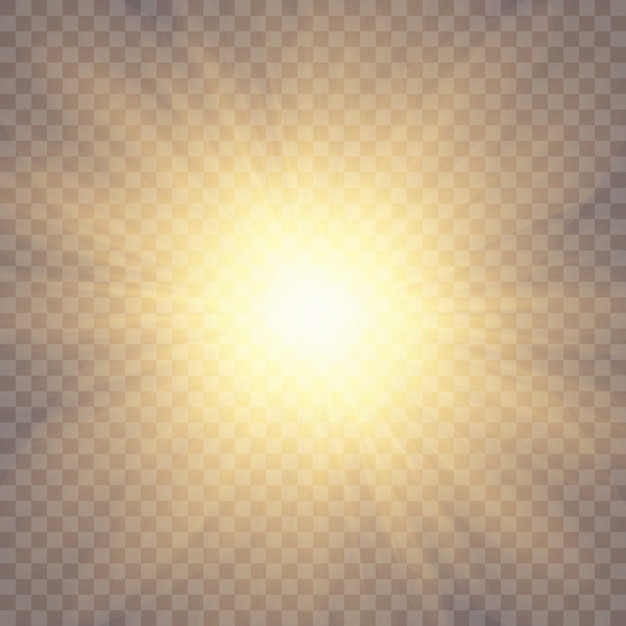 Sunlight on a transparent background. Glow light effects.