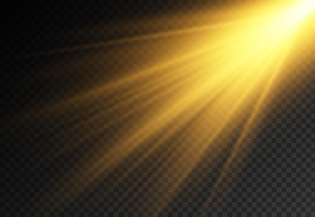 Sunlight with bright explosion, flare effect with rays of light and  beam effect