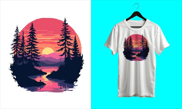 Vector a sunlit forest t shirt design