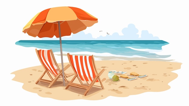 Sunny Beach Vacation Illustration