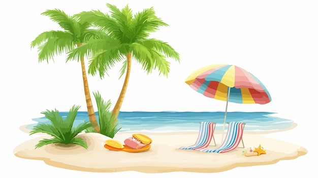 Sunny Beach Vacation Illustration