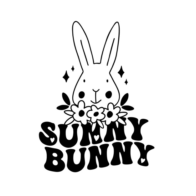 Vector sunny bunny svg cut file design in retro style for cricut and silhouette