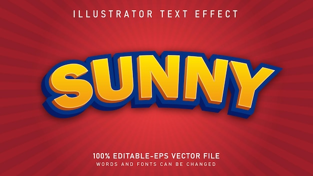 Sunny editable text effect 3D text style Premium Vector