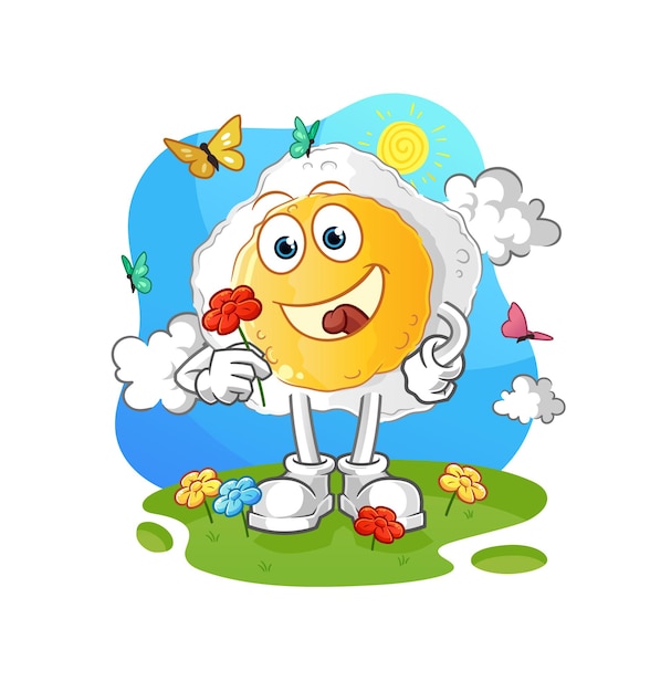 Sunny side up pick flowers in spring. character vector