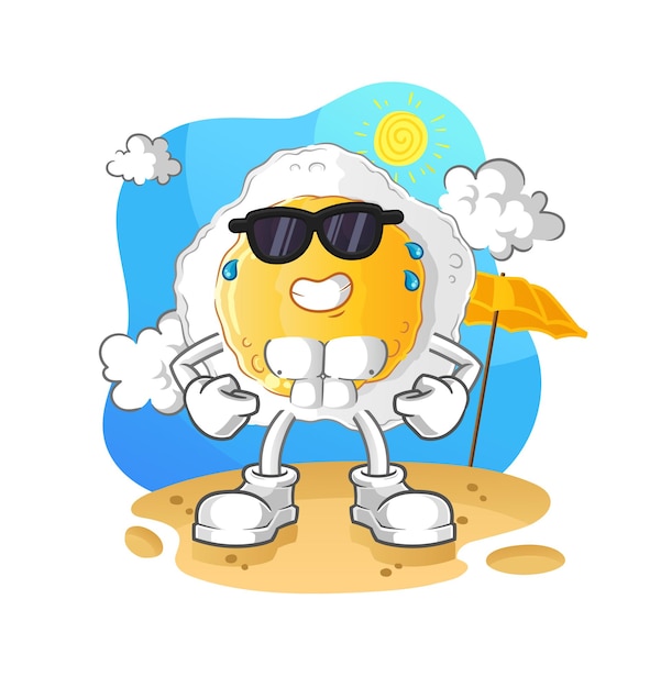 Sunny side up sunbathing in summer. character vector