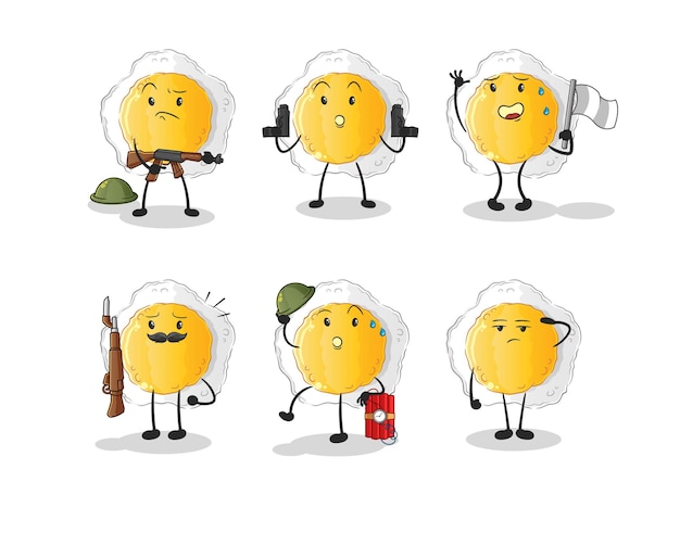 sunny side up troops character. cartoon mascot vector