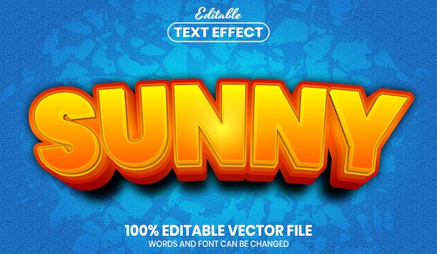 Sunny text, font style editable text effect