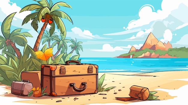 Sunny Tropical Beach Illustration