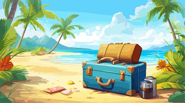 Sunny Tropical Beach Illustration