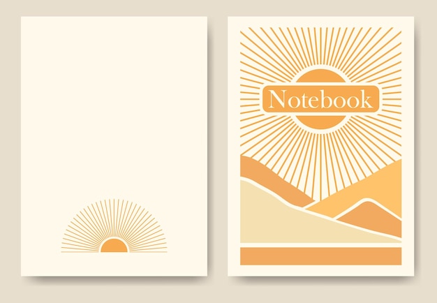 Sunny valley landscape background notebook cover Nature environment poster design