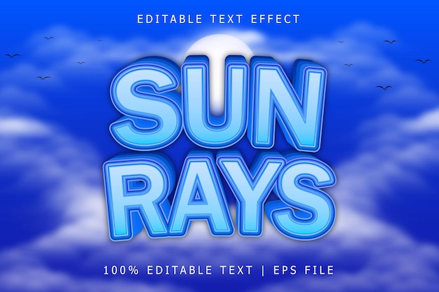 Sunrays Editable Text Effect 3 Dimension Emboss Modern Style