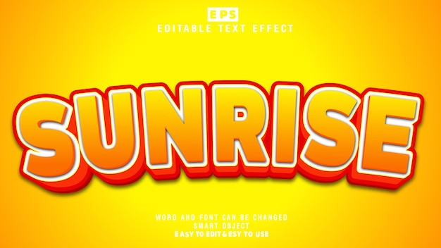 Sunrise 3d Editable Text Effect Vector With Background