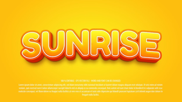 Sunrise 3d fun style editable text effect