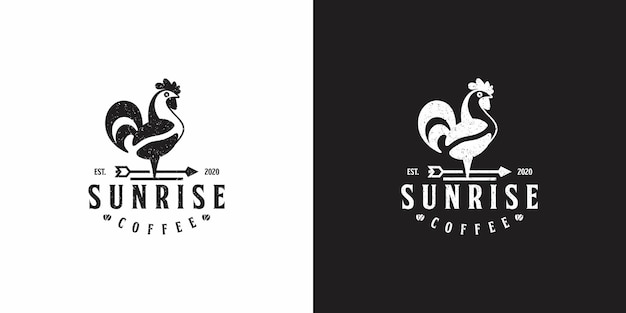 sunrise coffee with chiken logo design