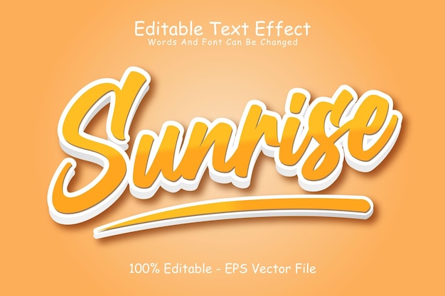 Sunrise Editable Text Effect 3 Dimension Emboss Modern Style