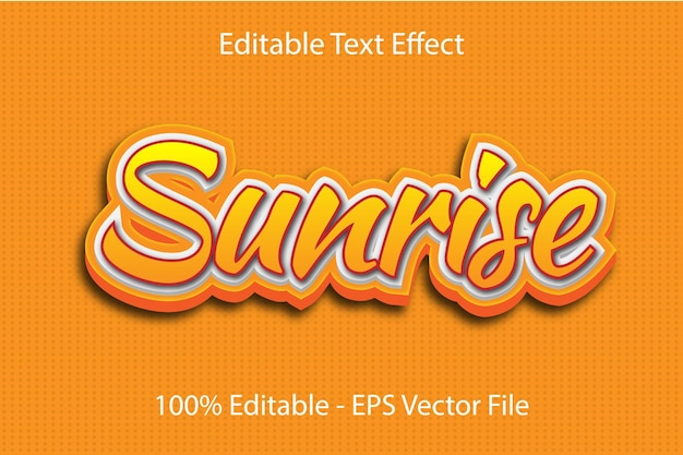 Sunrise Text Effect 3 D Emboss Gradient style Design