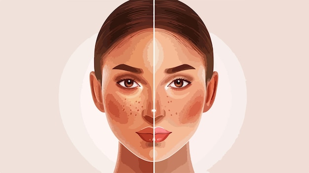 Vector sunscreen before and after transformation vector illustration