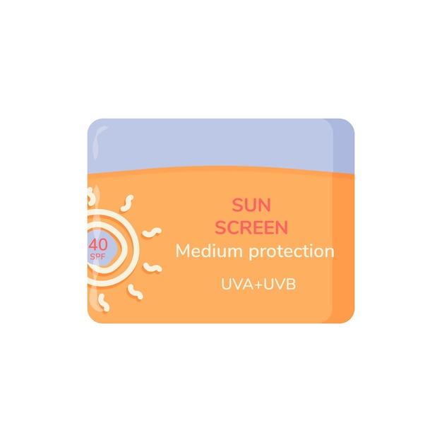 Vector sunscreen gel in an orange jar in vector