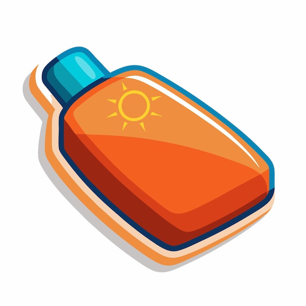 Vector sunscreen lotion product cartoon sticker design on a isolated white background 14