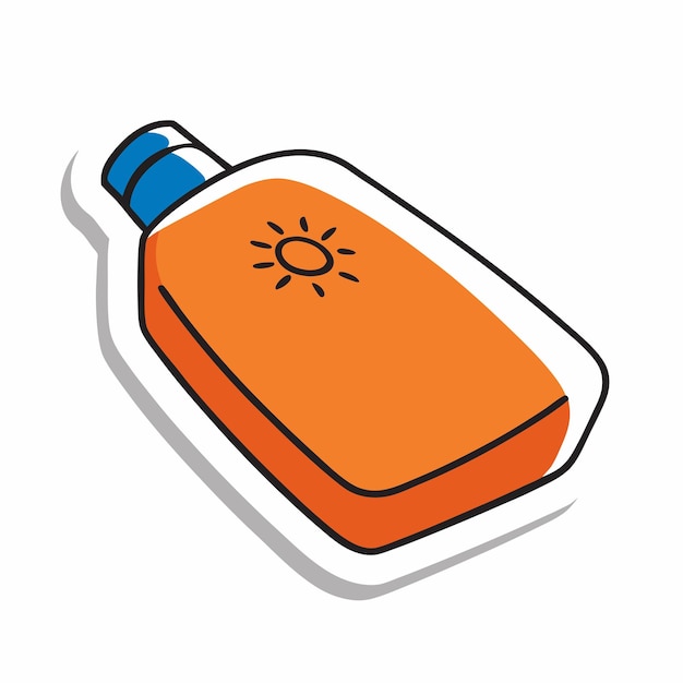 Vector sunscreen lotion product cartoon sticker design on a isolated white background 2