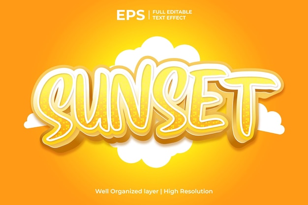 Sunset 3d editable text effect in summer theme style