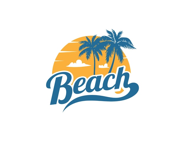 Sunset Beach Holiday Logo Design Template