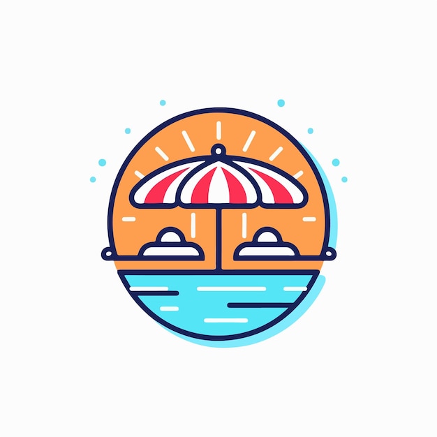 Vector sunset at the beach icon design