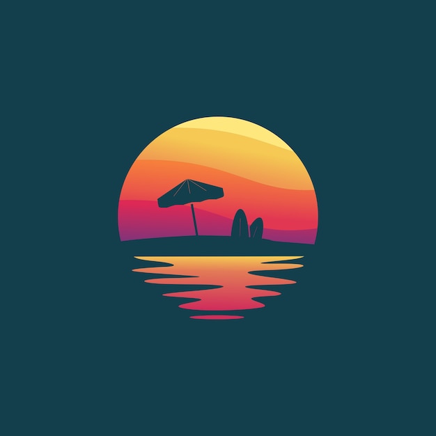 Sunset  beach logo design