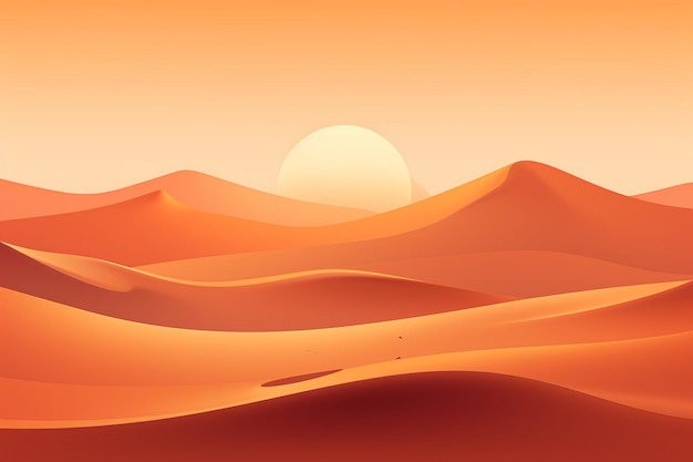 a sunset in the desert with a sun setting behind the horizon