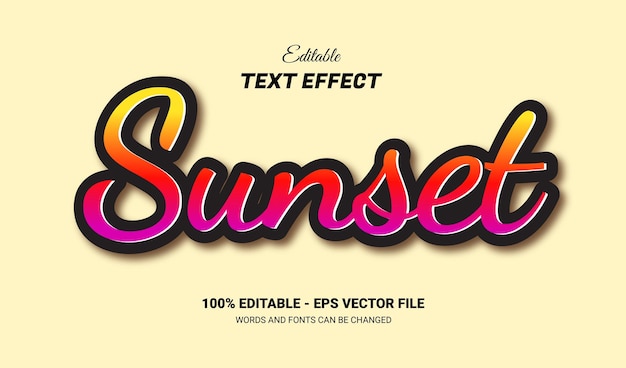 sunset editable text effect