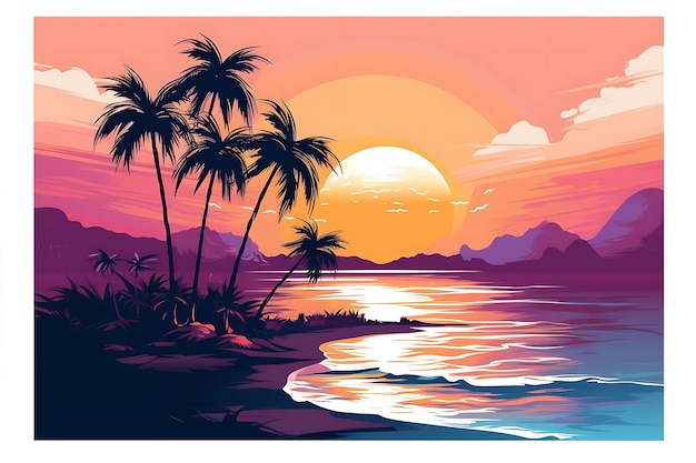 Sunset Free Vector Exotic Style