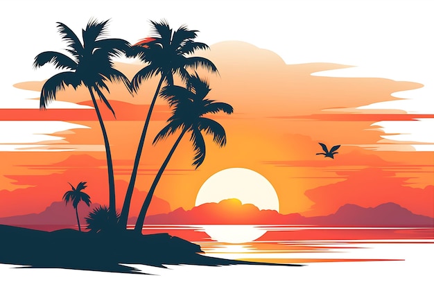 Sunset Free Vector Exotic Style