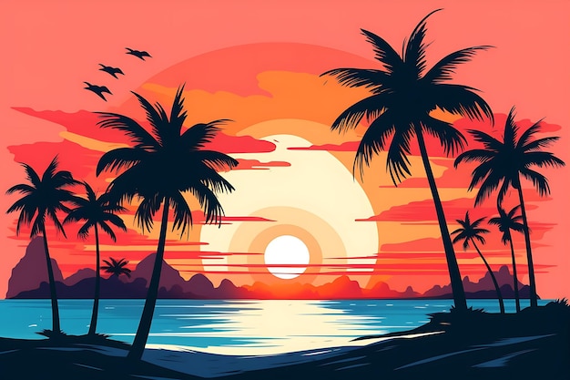 Sunset Free Vector Style