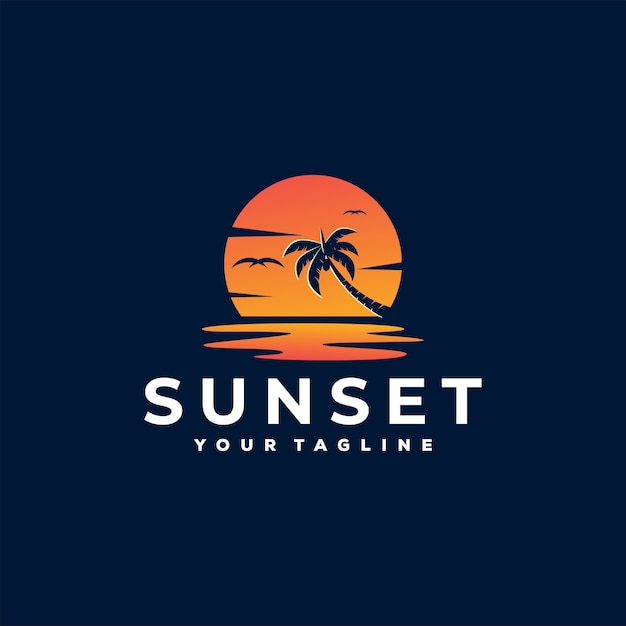 Sunset at paradise logo template