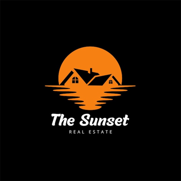 Sunset and real estate vector logo logo design combination