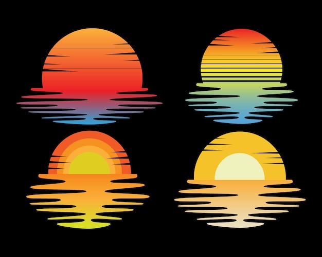 Sunset Retro Vintage Clipart