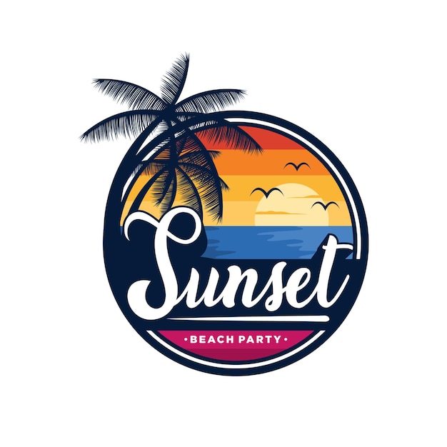 Sunset Summer beach logo