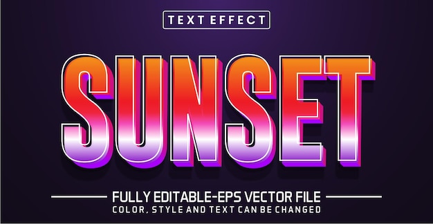 Sunset Text in Colorful Retro Style with Glowing Neon Effect