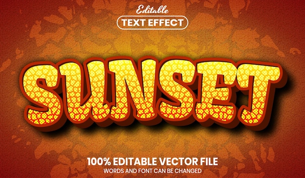 Sunset text, font style editable text effect