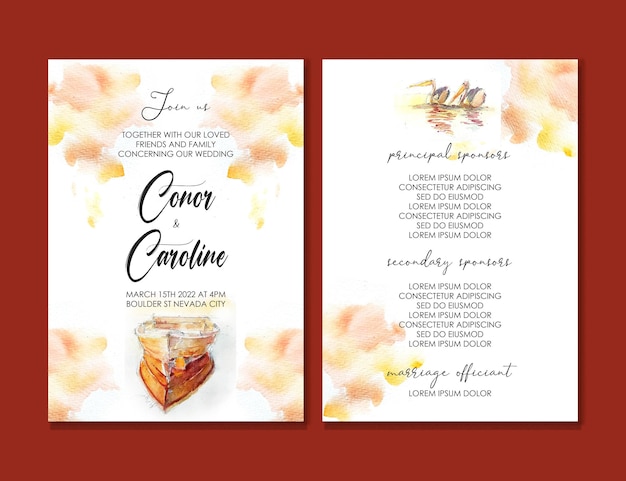 Sunset Watercolor Wedding Invitation