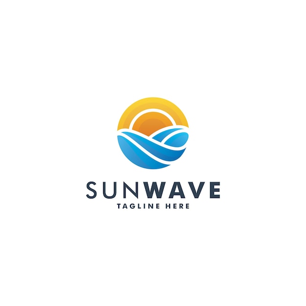 Sunset wave logo design vector illustration