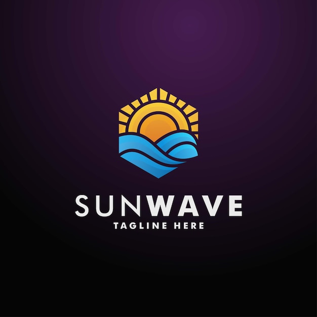 Sunset wave logo design vector illustration