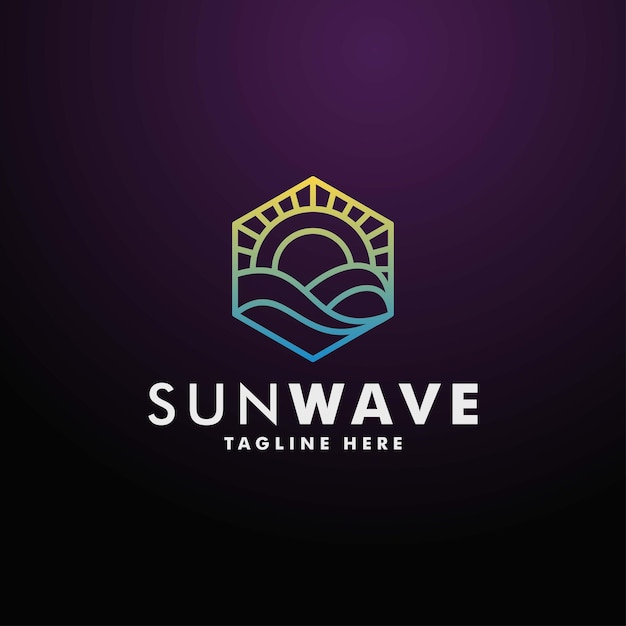 Sunset wave logo design vector illustration